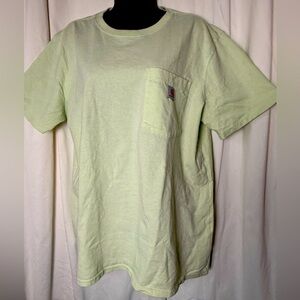 Carhartt Men's Sz XL Green/Yellow ShortSleeve TShirt Front Pocket Stitched Logo